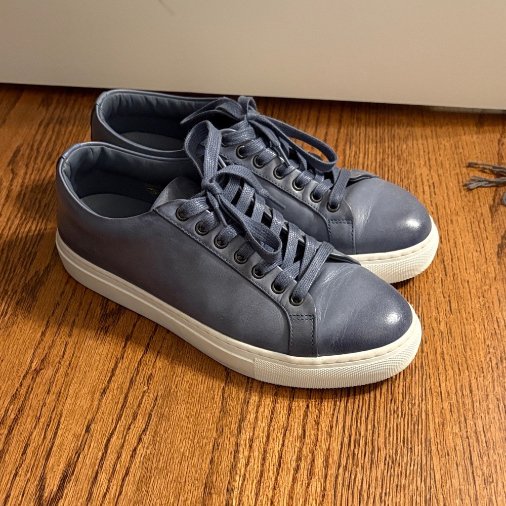 Blue Leather Sneakers